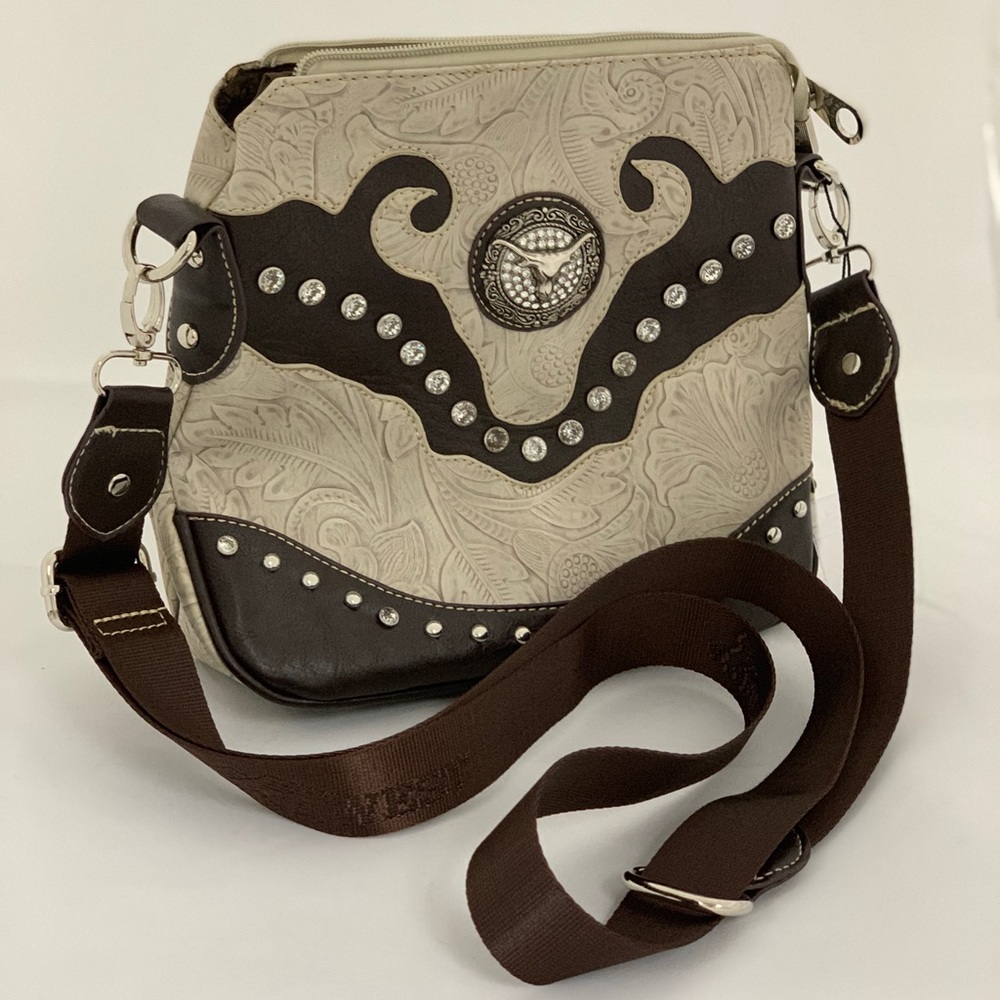 Western P/U leather rhinestone purse